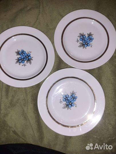 Тарелка Незабудки, 8 штук блюдца дулево