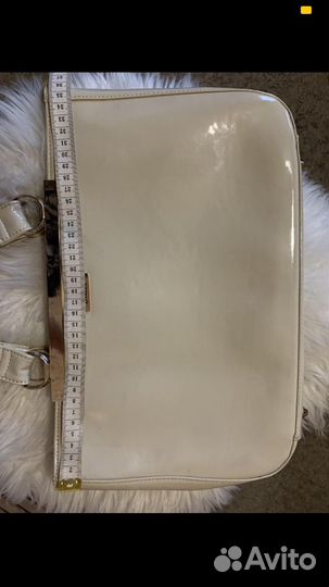 Сумка натуральная кожа (лаковая) бежевая