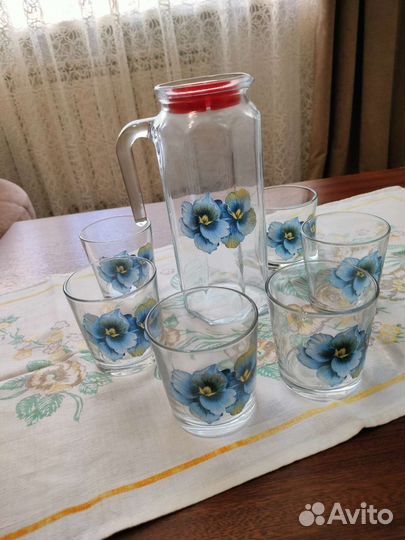 Набор кувшин и стаканы, стекло (7 предметов)