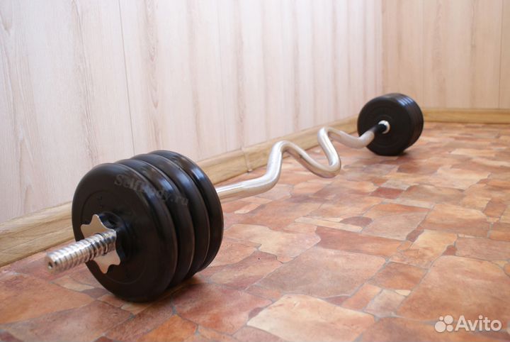Штанга 26.1 кг (блины 8x2.5 кг + изогнутый гриф)
