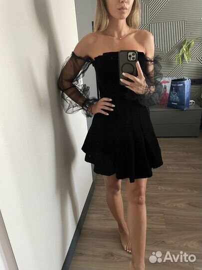 Платье черное мини
