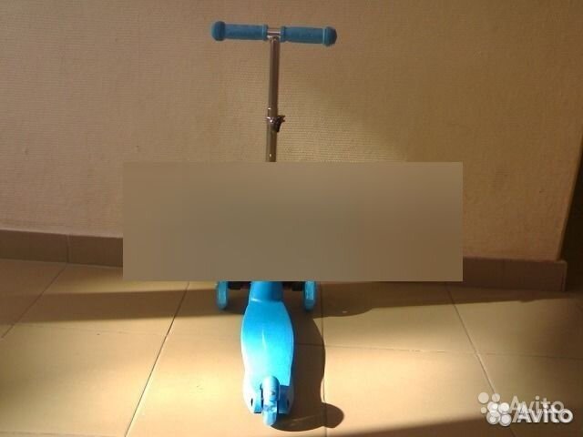 Самокат 3-х колёсный. до 40 кг. Синий