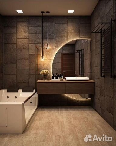 Зеркало с подсветкой в ванную полукруглое Selena