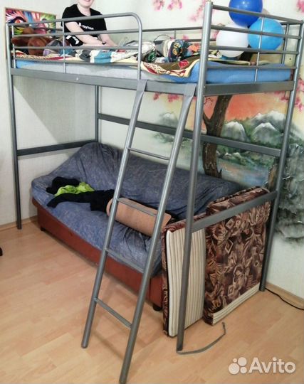 Кровать чердак икея свэрта+матрас, б/у 3 года