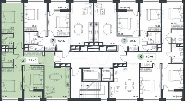 3-к. квартира, 76,5 м², 7/10 эт.