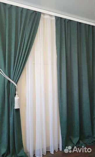 Шторы канвас зелёный, фиолет, темно-коричневый