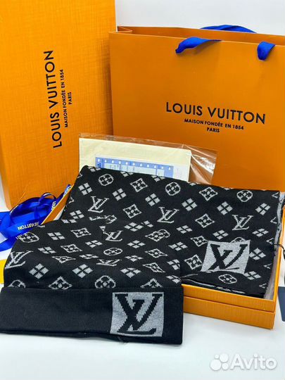 Комплект шапка и шарф мужской louis vuitton