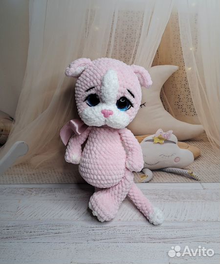 Мягкая игрушка ручной работы розовая кошечка