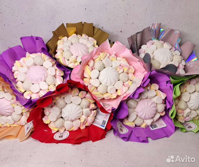 Съедобные букеты - букет из зефира - сладки