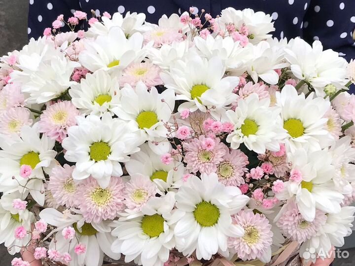 Ромашки в плетеной корзине доставка корзинка букет