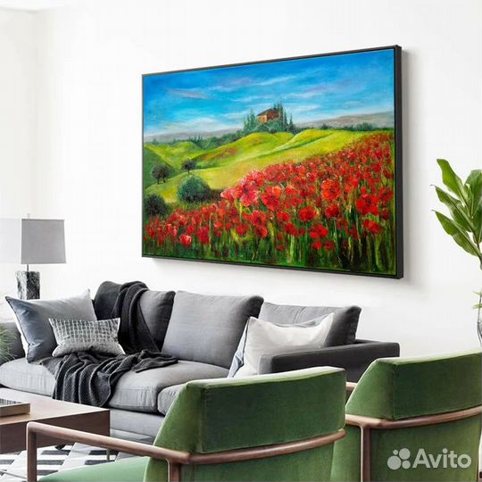 Яркая картина маслом на холсте пейзаж