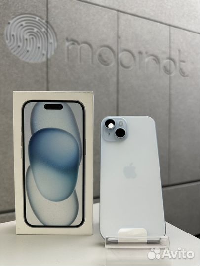 iPhone 15 256Gb Голубой 1SIM/100%/31.05.25 Б.У