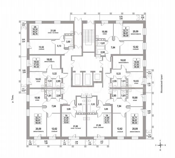 2-к. квартира, 59,3 м², 12/22 эт.