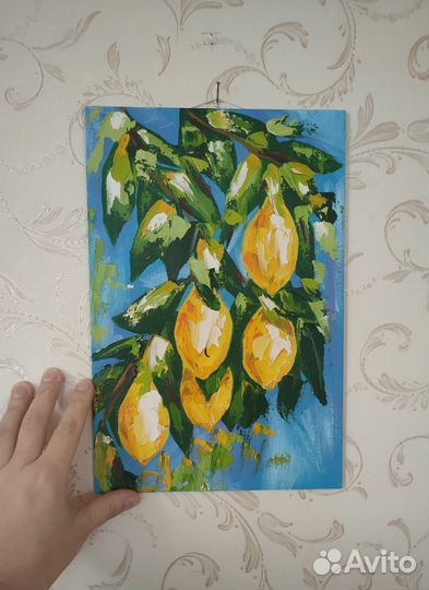 Картина лимон лимоны ветка с лимоном