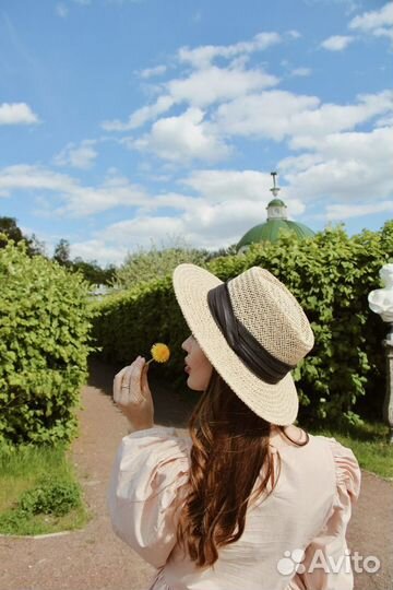 Шляпа женская соломенная с лентой