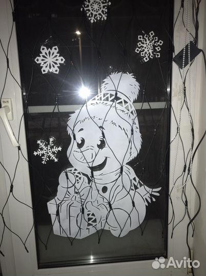 Новогодние украшения на окна (пластик пэт)