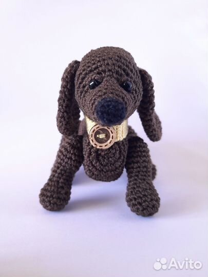 Вязаная игрушка собачка, собака, щенок