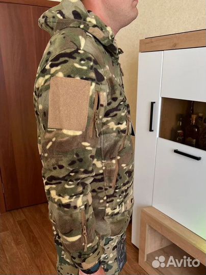 Кофта флисовая тактическая мультикам с капюшоном