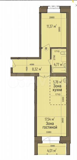 2-к. квартира, 50 м², 4/5 эт.
