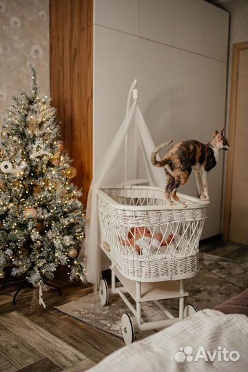 Детская люлька колыбель плетеная