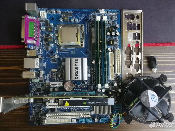 Комплект мать 775+процессор+оперативка+видеокарта