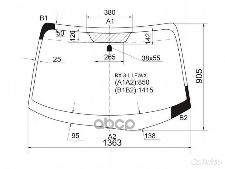 Стекло лобовое mazda RX-8 03-09 RX-8-L LFW/X XYG