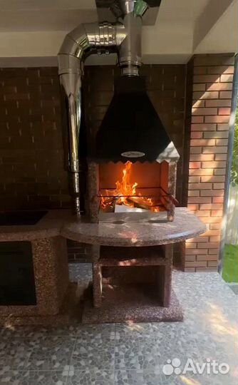 Модульная мангальная зона, печь под камин