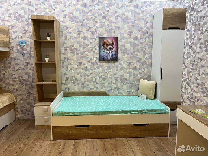 Односпальная кровать 90х190 с ящиками Лайт Лофт