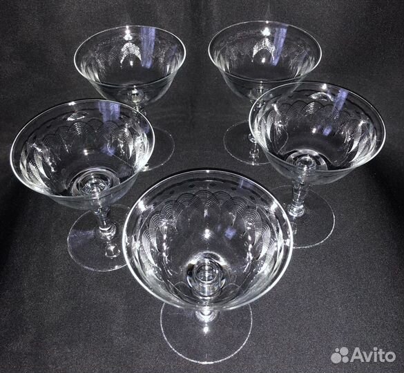 Старинные бокалы креманки для шампанского