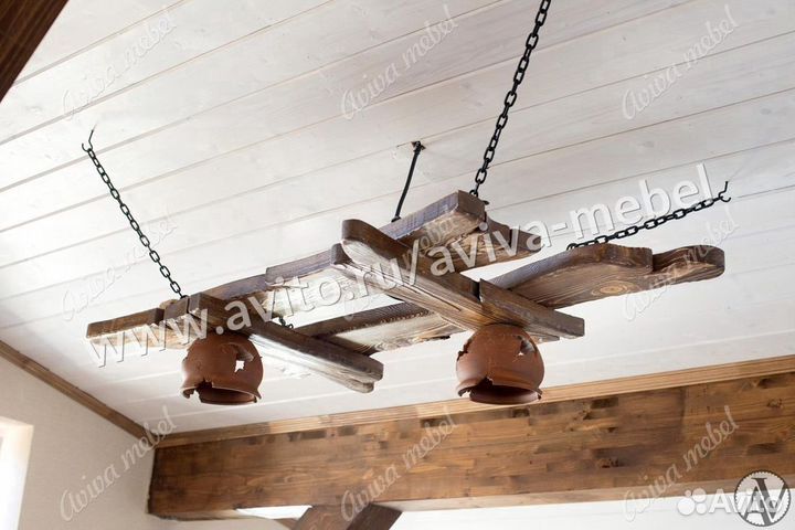 Люстра Шале из дерева под старину. Люстра на заказ