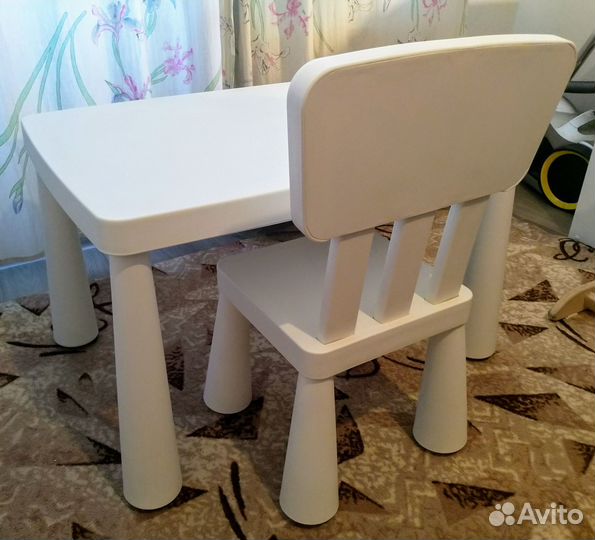 Стул и стол икеа Маммут IKEA Mammut белый