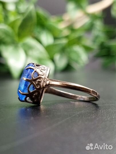 Кольцо серебряное с камнем 875 проба СССР (нчк)