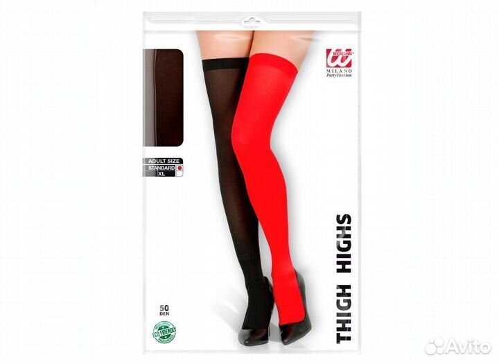 Чулки красно-черные карнавальные