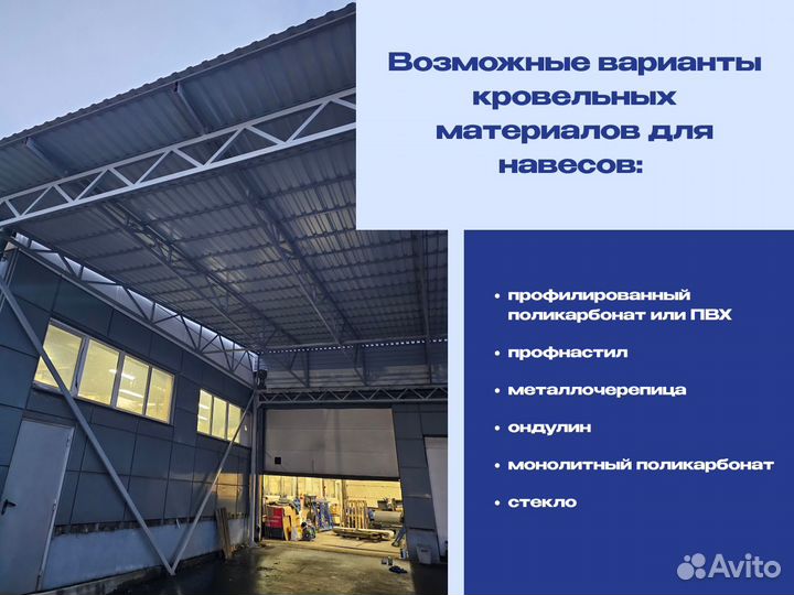 Навес для транспорта из поликарбоната