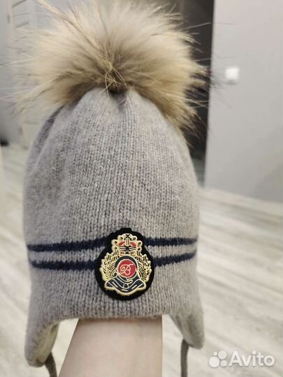 Шапка зимняя с натуральным помпоном