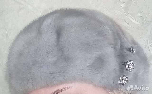 Берет норковый, с голубым отливом