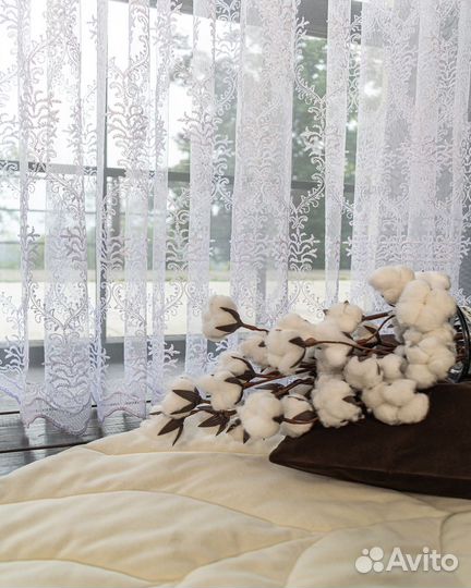 Микросетка с вышивкой тюль Лилиан Белый