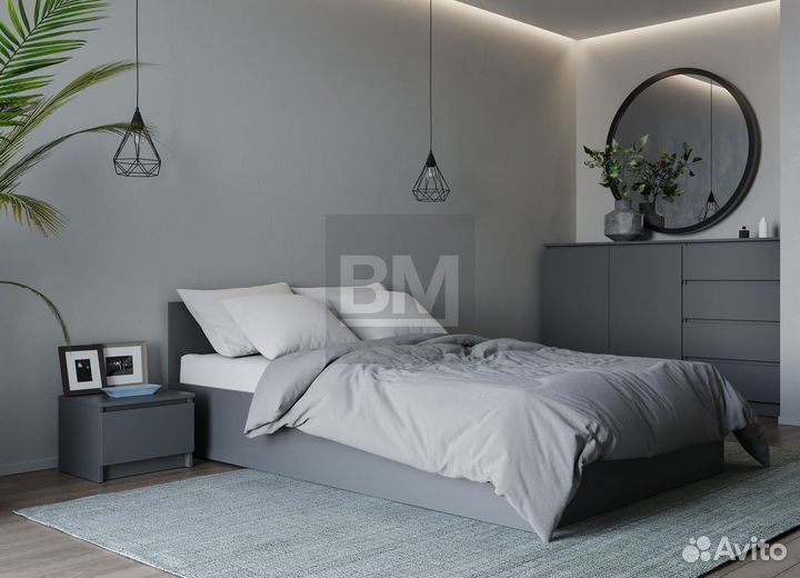 Кровать графит 120х200, полутороспальная