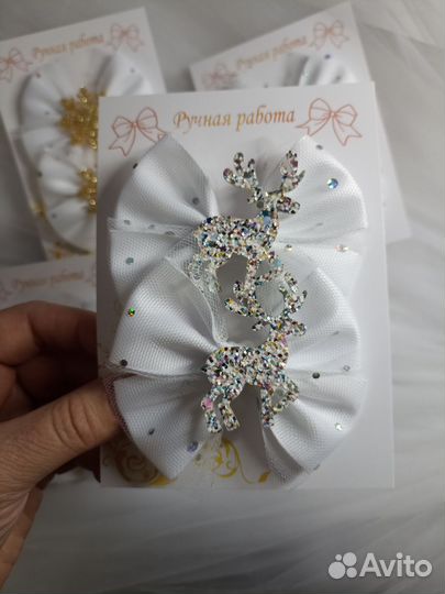 Бантики новогодние со снежинками
