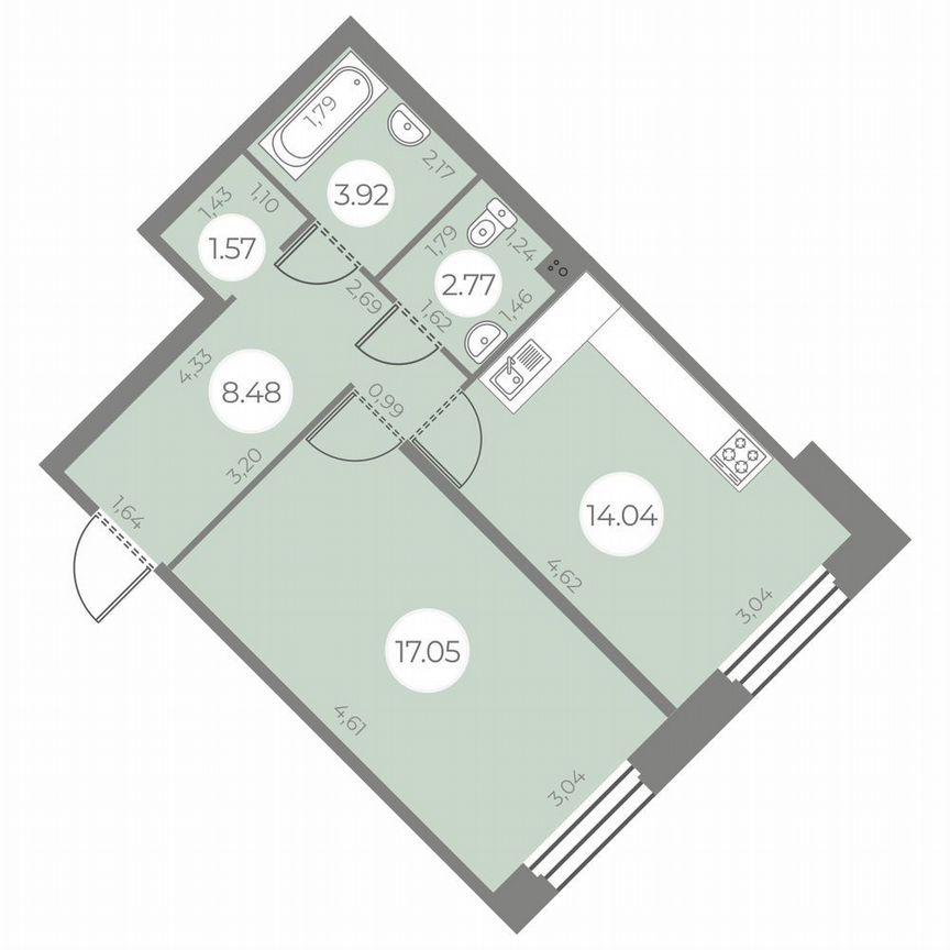 1-к. квартира, 47 м², 2/20 эт.