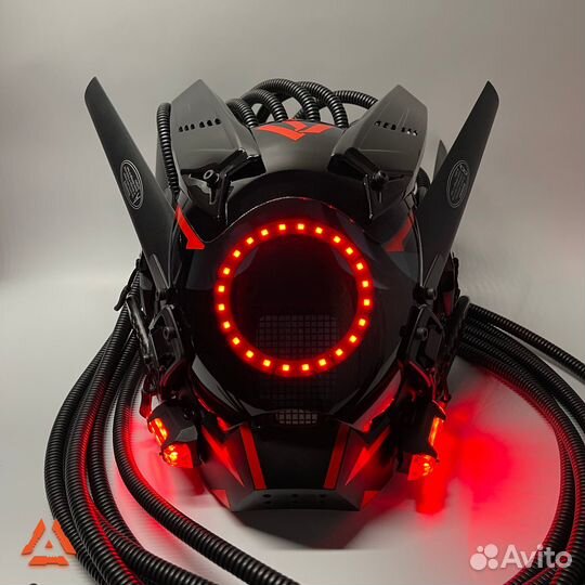 Страшная маска Злодея Киборга. С дредами. Ниндзя