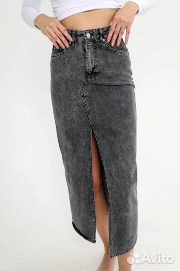 Джинсовая юбка макси 44