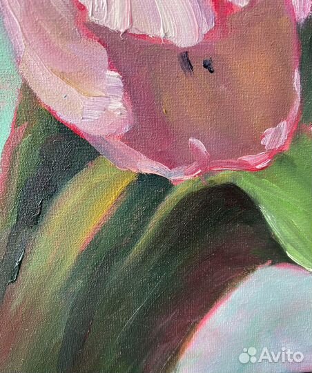 Картина маслом цветы тюльпаны