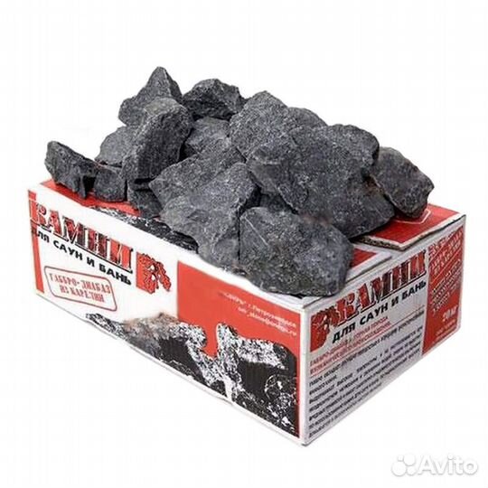 Камни для бань и саун габбро-диабаз колотый 20кг