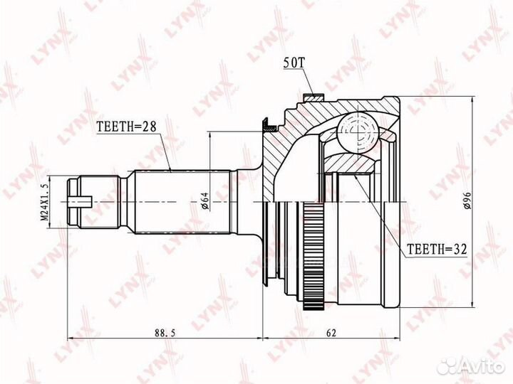 Lynxauto CO-3446A шрус наружный перед прав/лев