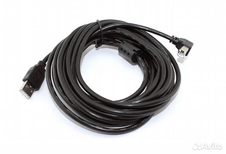 Кабель USB 2.0 на USB-B угол вниз 5 м