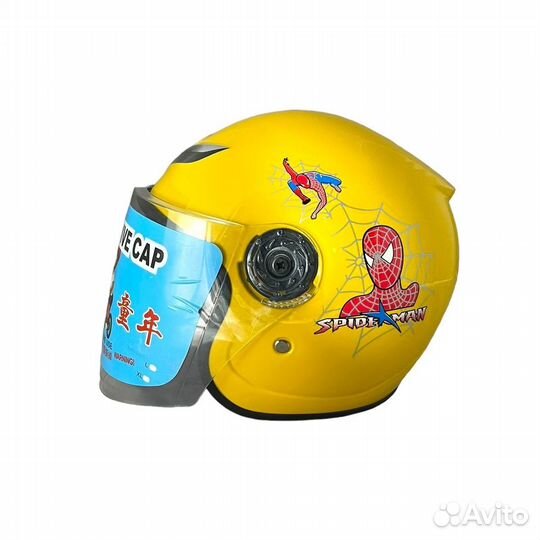 Мотошлем spider man 3/4 детский желтый