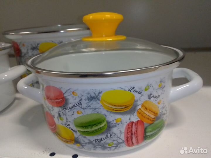 Набор кастрюль Цветное печенье, 1,5+2,3+3л