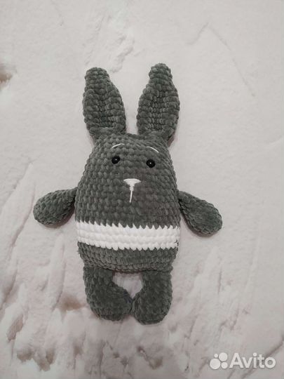 Плюшевый зайка-сплюшка, вязаный зайчик, амигуруми
