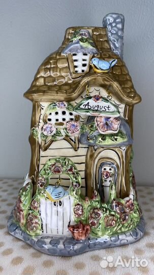 Домик подсвечник керамический